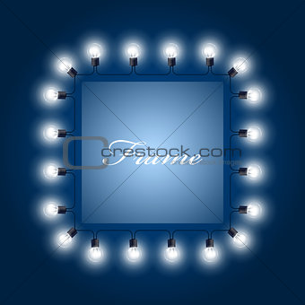 Frame of luminous light bulbs - theatre poster