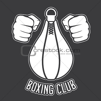 Boxing club emblem - fists and punching bag