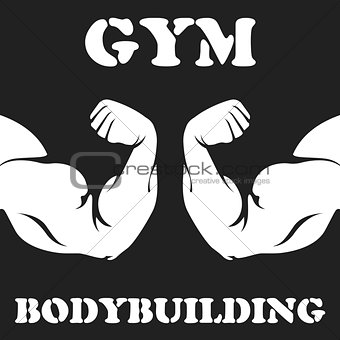 Gym and bodybuilding emblem with biceps