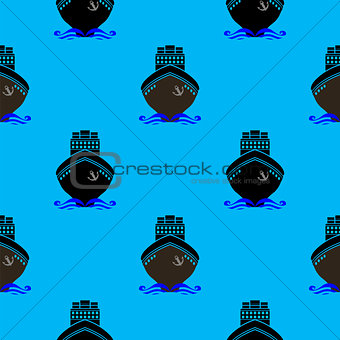 Sea Ships Silhouettes Seamless Pattern