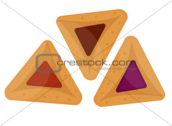 Hamantaschen icon. Flat style, isolated on white background. Vector illustration, clip art.