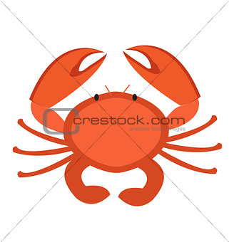 Crab icon flat style. Isolated on white background. Vector illustration, clip art.