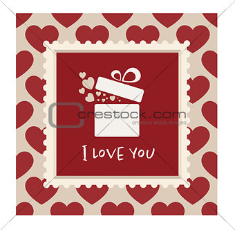 Valentines card with a gift in a frame