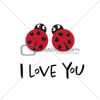 I love you card with two ladybugs