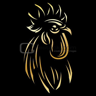 golden template for the logo with Rooster