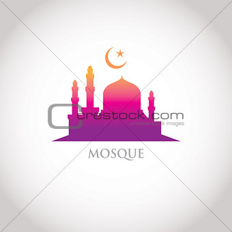 colorful gradation design - Mosque and Crescent moon