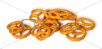Pile crunchy pretzels with salt