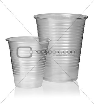 Two different plastic cups vertically