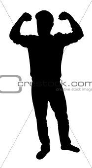 man open his arms, silhouette vector