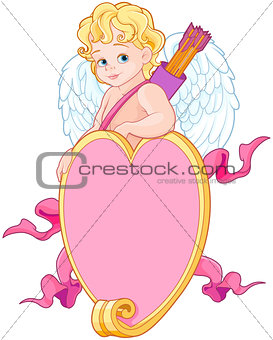 Cupid over a Heart Shape Sign