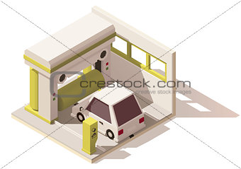 Vector isometric low poly car wash icon