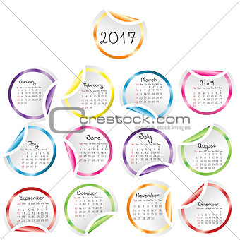 Calendar 2017 with round glossy stickers