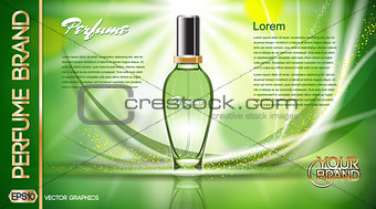 Digital vector green glass perfume for women