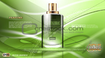 Digital vector green glass perfume for men