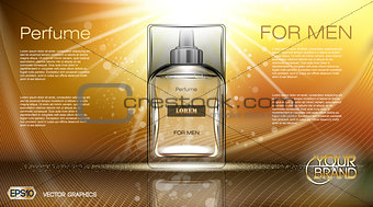 Digital vector brown and yellow glass perfume