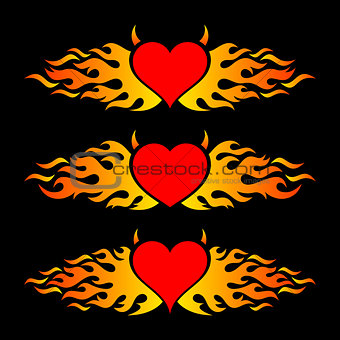 Flaming heart trendy design logo templates