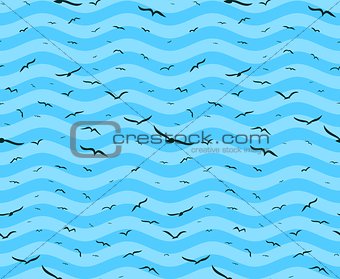 Background with birds and sea.