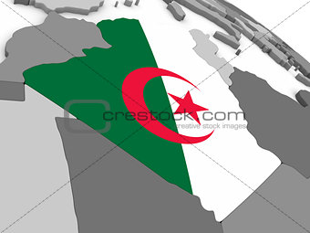 Algeria on globe with flag