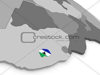 Lesotho on globe with flag