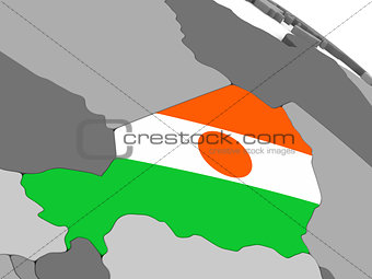 Niger on globe with flag