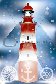 The lighthouse with searchlights