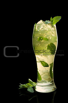 Mint jelly with ice and  leaves