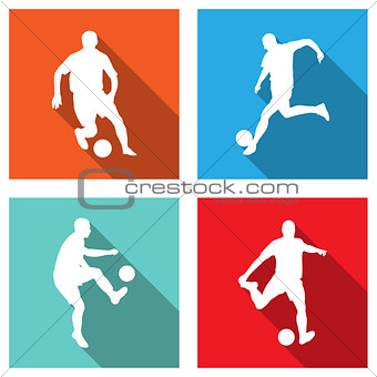 soccer silhouettes on flat icons for web or mobile applications