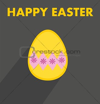Flat vector easter egg with yellow wishes on dark background