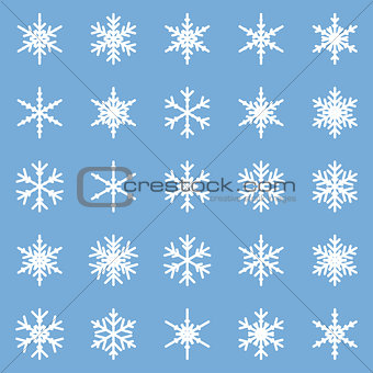 Set of different winter snowflakes