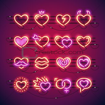 Valentine Neon Hearts