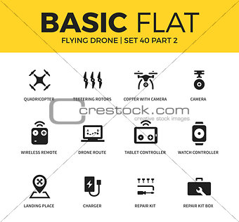 Basic set of flying drone icons