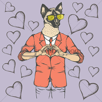 Cat Valentine day vector concept