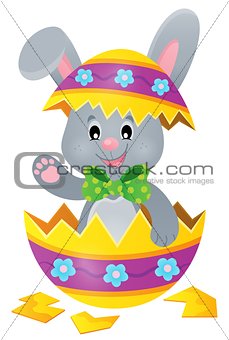 Easter bunny in eggshell theme image 1