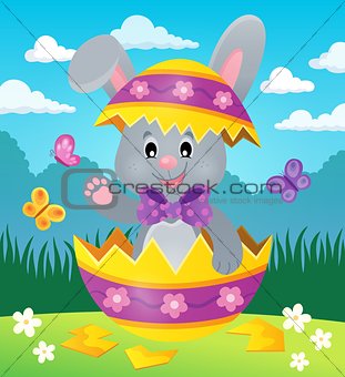 Easter bunny in eggshell theme image 2