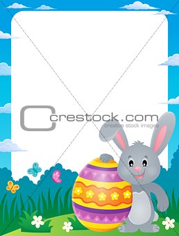 Frame with stylized bunny and Easter egg