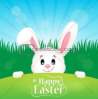 Happy Easter theme with lurking bunny