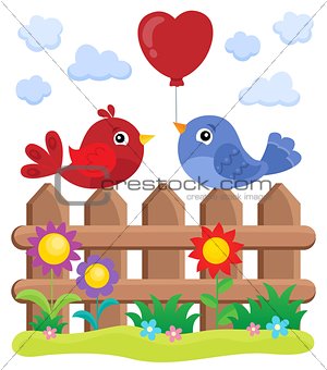 Valentine birds on fence theme 2