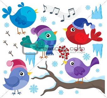 Winter birds theme set 1