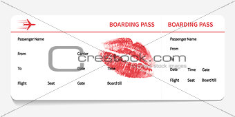 boarding pass with kiss
