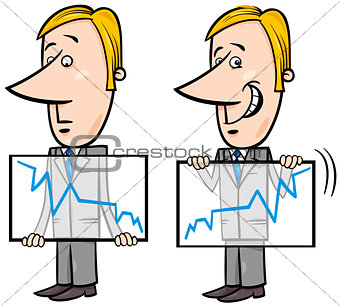 businessman and graph cartoon
