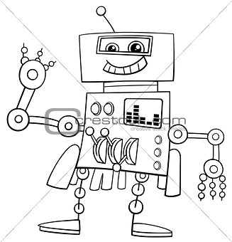 funny robot coloring page
