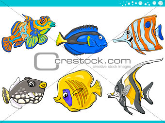 sea life fish characters set