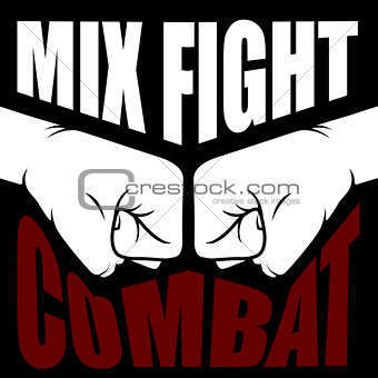 Mix fight combat emblem - collision of two fists