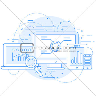 Website analytics and online marketing research abstract design