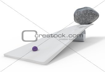 Wrong balancing small heavy and big stones 3d illustration