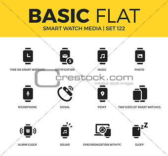 Basic set of Smart watch media icons
