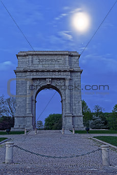 Valley Forge National Memorial Arch in Moonlight