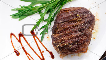 Grilled beefsteak on a plate