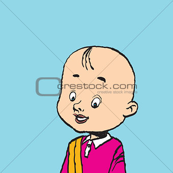 Portrait of a bald boy isolate illustration