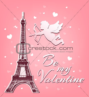 Cupid and Eiffel Tower
